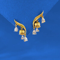 wholesale Gold Metal Zhuozhifang Jewelry Frosted Lily of the Valley Earrings with Tassels, Advanced Design, Elegantly Cold and Refined for Live Streaming-E659 Gold Brushed 925 Silver