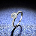 Sterling Silver D Color Moissanite Ring, 1 Carat Classic Crown Six-Prong Wedding Style-0-2