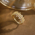 wholesale Gold Plated Sterling Silver, DuLi New Style Light Luxury Lace Shining Micro Inlaid Zircon Ring for Women, High-End Sense Jewelry-0-2