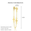 wholesale S925 Sterling Silver Cross-Border Trendy Star Tassel Chain Earrings with Zircon, Small and Exquisite Design-0-8
