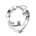 wholesale S925 Sterling Silver Wide C-Letter Design Inlaid with Black and White Zircon Ring Creative Korean Style Fashion Index Finger Ring-0-4