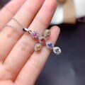 wholesale S925 Silver Tide Small White Imitation Natural Colorful Sri Lanka Sapphire Necklace for Women Multicolor Tourmaline Collarbone Chain-0-1