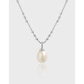 wholesale S925 Sterling Silver 935 Korean Version Ins Style Minimalist Design Small Freshwater Pearl Beaded Chain Women's Collarbone Necklace-0-0