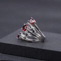 wholesale S925 Silver Designer Luxury High-End Natural Garnet Ring, Flourish Collection Natural Colored Gemstone Ring-0-2