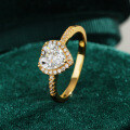 18K Gold Plated S925 Silver Moissanite Classic Heart Ring-0-1