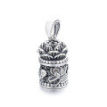 wholesale S925 Sterling Silver Ethnic Style Heavy Duty Cylinder Engraved Koi Fish Openable Gau Box DIY Pendant Accessory-0-5