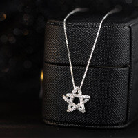 wholesale S925 Sterling Silver Minimalist and Versatile Diamond-Encrusted Five-Pointed Star Necklace Y01729-S925 Silver Necklace 925 Silver