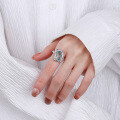 wholesale S925 Sterling Silver Ice Blue Lava Textured Ethereal Minimalist Luxury Adjustable Ring for Women-0-3