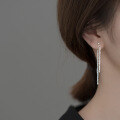 wholesale S925 Silver Sparkling Earrings with Star Chain Tassel Long Drop Earrings for Women G8914-0-9