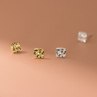 wholesale S925 sterling silver square crushed ice earrings, Korean-style fashionable and versatile, ins-style niche ear accessories M05338-Gold>925 silver