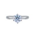 wholesale Platinum S925 Moissanite Six-Prong Ring for Women, Non-Tarnish Engagement Jewelry, Closed Setting, White Gold Tone, Wholesale, Inlaid-0-4