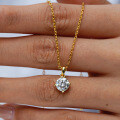 14K Gold Plated 925 Sterling Silver Moissanite Four-Prong Pendant Choker Necklace-0-1