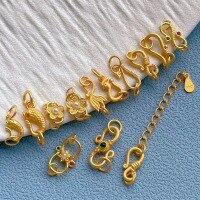 wholesale S925 Silver Gold Plated 24K Phoenix S-Clasp Extension Chain Pearl Fish Clasp DIY Accessories-5#
