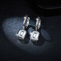 wholesale S925 silver gold-plated, TikTok hot sale, emerald cut 6*8mm, bezel-set moissanite, ins-style earrings for women-0-1