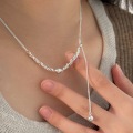 wholesale S925 Sterling Silver Heavy Work Crushed Silver Necklace Women Korean New Ins Versatile Niche Collarbone Chain-0-4