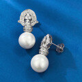 wholesale Metal Material: 925 Silver, Artificial Synthetic 11mm Pearl Earrings, Vintage Style, Hot Seller on Douyin, New Arrival in by Zhuozhifan Jewelry-0-3