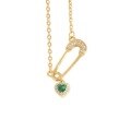 wholesale S925 Sterling Silver Small Minimalist Luxury Design Emerald Heart Brooch Fashion Elegant Collarbone Necklace-0-4