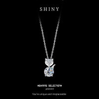 925 Sterling Silver 2-Carat Moissanite Fox Pendant Necklace, Minimalist and Chic-S925 sterling silver + 2 carat moissanite  925 silver