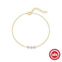 wholesale S925 Sterling Silver Diamond-Studded Summer Versatile Ankle Chain Korean Style Minimalist Luxury Unique Niche Design-Gold 925 silver