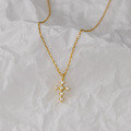 wholesale S925 Sterling Silver Fresh and Sweet Ins Style Niche Design Inlaid Diamond Cross Necklace Y01572-0-1