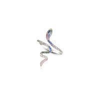 wholesale 925 Sterling Silver Micro-set Color Zircon Snake Ring, Women's Unique Designopen Adjustable Ring-K1212-White Gold Adjustable opening