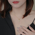 wholesale S925 Sterling Silver Colored Zircon Cross Pendant Necklace With Crinkle Texture-0-2
