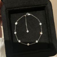wholesale S925 Sterling Silver Small Bubble Zircon Bracelet, Minimalist Style Stacking Zircon Bead Bubble Bracelet with a Niche, Exquisite, and High-End Feel-Platinum 925 silver