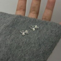 wholesale S925 Sterling Silver Small Peach Blossom Ear Hooks, Niche Design, Early Spring Flower Earrings, Versatile New Spring Ear Studs and Ear Climbers-925 silver