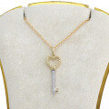 wholesale 9K gold plated metal fashion and versatile pendant with Moissanite heart key necklace for women-0-0