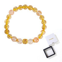 wholesale Metal material natural citrine red phantom quartz bracelet Chinese style accessory best friend jewelry wholesale-Citrine Red Gum Flower Bracelet + White Packaging