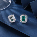 wholesale S925 Sterling Silver Cultivated Emerald Elegant Earrings Inlaid with Precision Crafted Zircon Wedding Banquet Jewelry Wholesale for Women-0-1