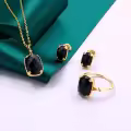 wholesale Metal: 925 Silver Gold Plated Retro Black Onyx Stud Earrings for Women, Fashionable Earrings, Exquisite Gift for Her-0-3