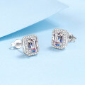 wholesale Pt950 platinum plated 925 sterling silver women's ear jewelry wholesale 1 carat fancy cut moissanite stud earrings-0-2
