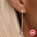 wholesale S925 Sterling Silver, ultra-sparkly, teardrop-shaped, zircon heart pendant, elegant Korean-style earrings for women-0-1