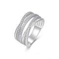 925 Silver Micro-Pavé Moissanite X-Cross Line Ring-0-3