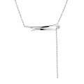 wholesale S925 Sterling Silver Geometric 3D Line Y-Pendant Necklace, Creative and Unique Fashion Internet-Famous Style Women's Sweater Chain-0-4