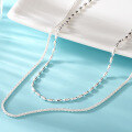 wholesale Metal material new cross-border double-layer stacked rice bead necklace broken silver bracelet versatile minimalist niche high-end jewelry-0-2