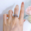 wholesale Metal: 925 Silver Zhuozhifang Jewelry New Crown Pink Princess Style 4*6 Pink Diamond Niche Design Fashion Ring-0-2