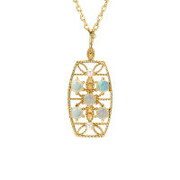 wholesale 925 Sterling Silver Retro Geometric Natural Australian Opal Pendant Necklace for Women, Dunli Autumn Winter New Collection-Natural Opal Pendant 925 Silver