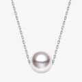 wholesale 18K gold set with natural pearl Lulutong necklace, round Japanese seawater pearl with strong luminous and translucent pink Akoya pendant-0-4