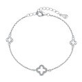 wholesale S925 Silver Four-Leaf Clover Bracelet for Women, Versatile and High-End, Small Luxe Style Four-Flower Silver Hand Jewelry-0-20