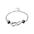 wholesale 925 Sterling Silver Diamond-Inlaid Double Heart Bracelet for Women, Minimalist Luxury, Exquisite and Elegant, Versatile Wrist Jewelry Gift for Girlfriend-0-4