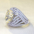 wholesale S925 Silver New 8*12mm Egg-Shaped Yellow Diamond Ice-Cut High-Carbon Diamond Ring, Small Batch Design-0-2