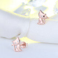wholesale S925 Sterling Silver Inlaid Diamond Kitten Stud Earrings, Zirconia Earrings, Factory Direct Wholesale-0-3