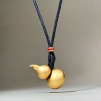 wholesale Ancient method sand gold metal material, celebrity same gourd pendant black rope unisex, live streaming gift, wholesale-Hoist-XL287-T