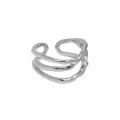 wholesale S925 Sterling Silver Korean Version Ins Minimalist Niche Design Versatile Irregular Line Textured Open Adjustable Ring for Women-0-5