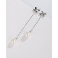 wholesale 925 Sterling Silver Tassel Pearl Earrings Ear Drops New Design Ultra-Ethereal Elegant High-End Asymmetrical Earrings for Women-0-0