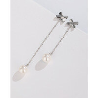 wholesale 925 Sterling Silver Tassel Pearl Earrings Ear Drops New Design Ultra-Ethereal Elegant High-End Asymmetrical Earrings for Women-Shell Pearl Tassel Earrings 925 Silver