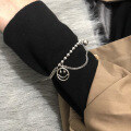 wholesale S925 Sterling Silver Korean-style Retro Trendy Smiley Bead Fringe Bracelet with Woven Beads and Irregular Accessory-0-3