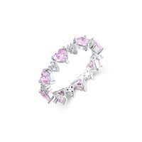 wholesale S925 Sterling Silver Pink Gemstone Ring with Sparkling Effect, Factory Direct Ins-style Ring-Pink Gemstone Ring>US Size 7